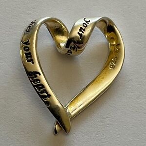 Sterling Silver Open Heart ❤️ Pendant.  3/4 inches long